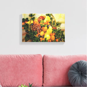 Impressão Em Tela Cesto de pintura por aquarela de Fruta