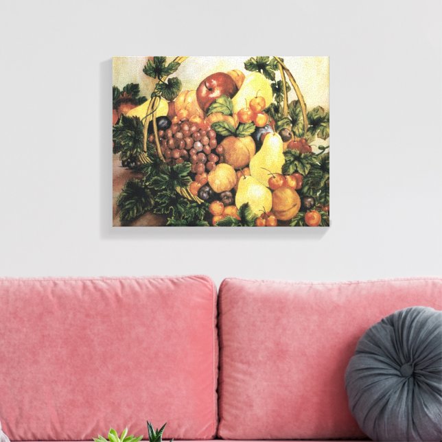 Impressão Em Tela Cesto de pintura por aquarela de Fruta (Insitu(Sala de estar))