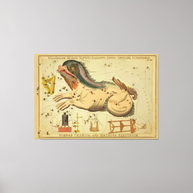 Impressão Em Tela Cetus - Imagem do Gráfico Astronômico de Estrelas  (Frente)