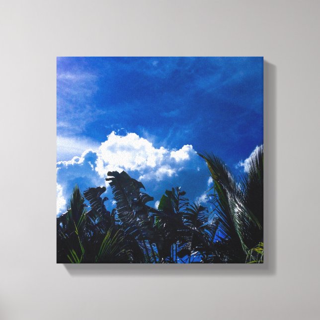 Impressão Em Tela Céu Azul Brilhante Com Nuvens (Frente)