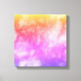 Impressão Em Tela Céu Azul com Nuvens na Foto Amarelo Laranja Roxo