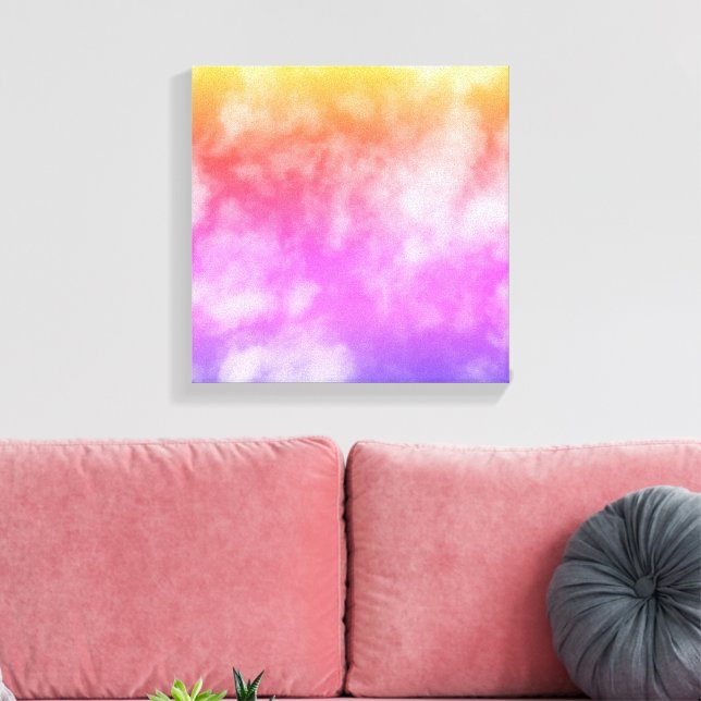 Impressão Em Tela Céu Azul com Nuvens na Foto Amarelo Laranja Roxo (Insitu(Sala de estar))