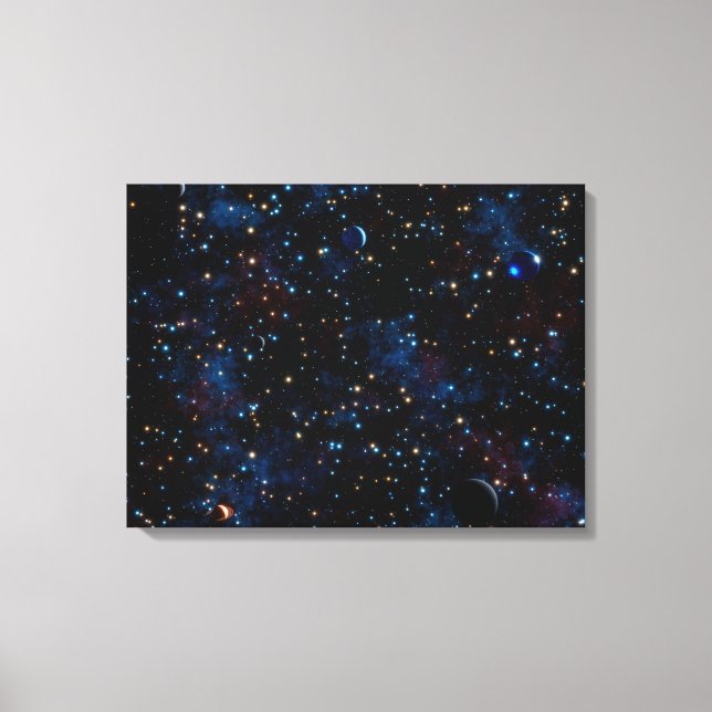 Impressão Em Tela Céu estrelado com estrelas e planetas (Frente)