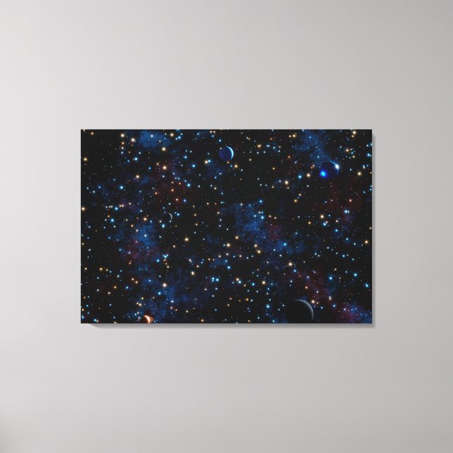 Impressão Em Tela Céu estrelado com estrelas e planetas (Frente)