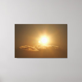 Impressão Em Tela Céu Laranja com Sol e Nuvens