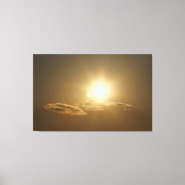 Impressão Em Tela Céu Laranja com Sol e Nuvens (Frente)