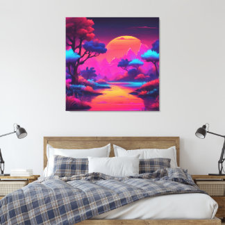 Impressão Em Tela Céu noturno do pôr do sol arte de IA 