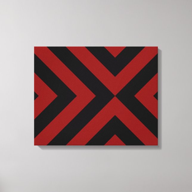 Impressão Em Tela Cevrons Vermelho e Negro (Frente)