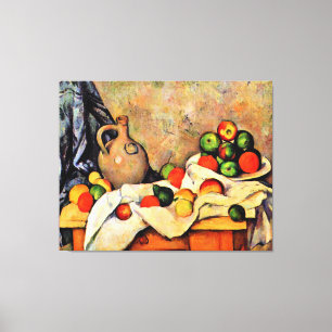 Impressão Em Tela Cezanne - Cortina, Jarro e Frutas,