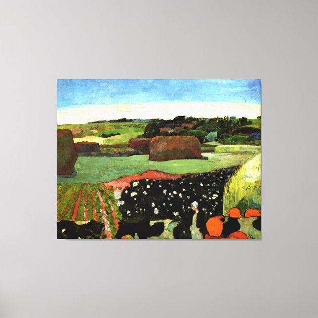 Impressão Em Tela Cezanne - Haystacks na Bretanha (Frente)