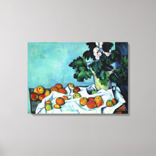 Impressão Em Tela Cezanne - Vida Estática com Maçãs e Primroses