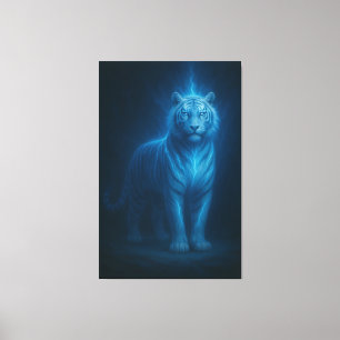 Impressão Em Tela Chama Azul Relâmpago Tigre Branco – Tempestade Cel