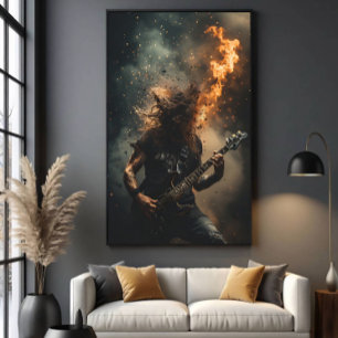 Impressão Em Tela Chamas de Rockstar