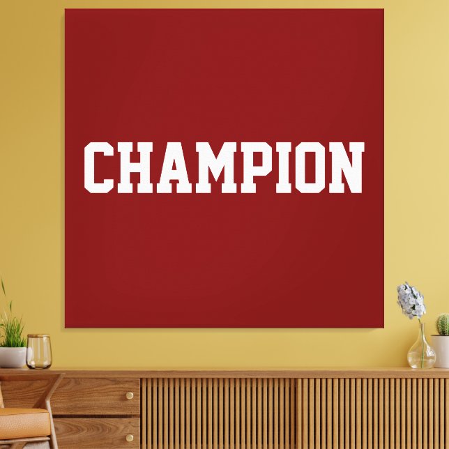 Impressão Em Tela CHAMPION Athletic White Text On Bold Vintage Red (Insitu(Sala de estar))