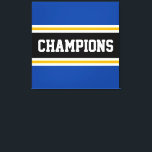 Impressão Em Tela CHAMPIONS Bright Athletic Black Stripes<br><div class="desc">Este design colorido,  esportivo apresenta texto de CHAMPIONS atlético dentro de uma faixa horizontal de corridas em preto com faixas brancas e amarelas do ouro adjacentes contra faixas de borda externa. As cores e o texto neste design podem ser personalizados.</div>