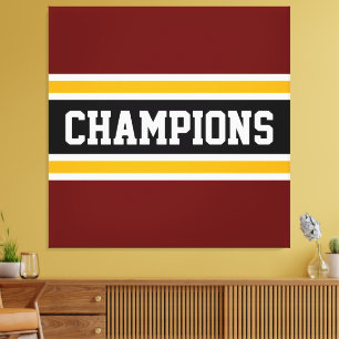 Impressão Em Tela CHAMPIONS Desportivo Vermelho Escuro Preto Laranja