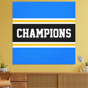Impressão Em Tela CHAMPIONS Diversão Brilhante Tiras Azuis Atlíticas