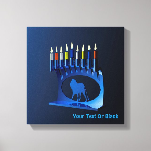 Impressão Em Tela Chanukkah Menorah Azul Metálico (Frente)