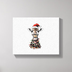 Impressão Em Tela Chapéu de Natal de Girafa Natal
