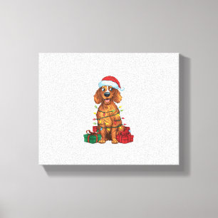 Impressão Em Tela Chapéu de Papai Noel com Luzes de Natal English Se