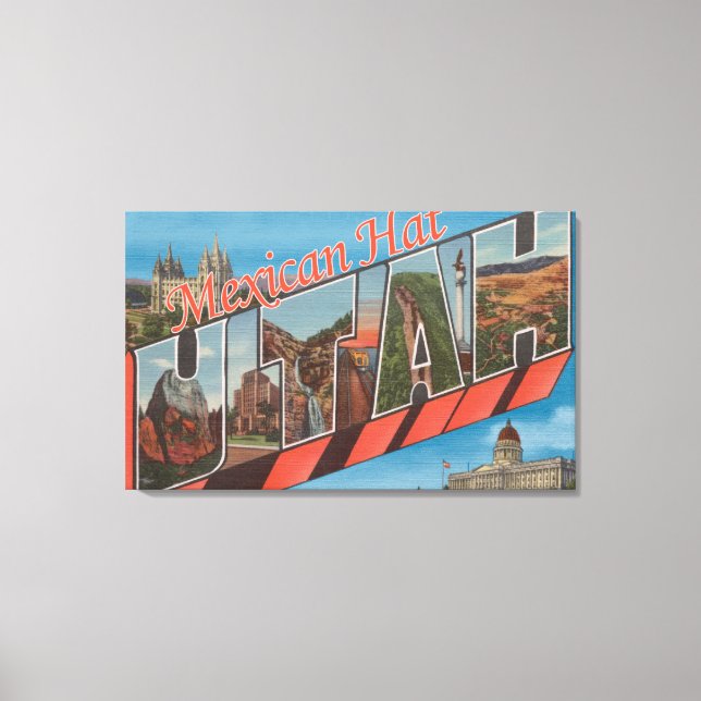 Impressão Em Tela Chapéu Mexicano, Utah - Cenas com Letras Grandes (Frente)