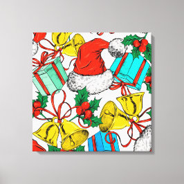 Impressão Em Tela Chapéus, Presentes e Sinos de Natal