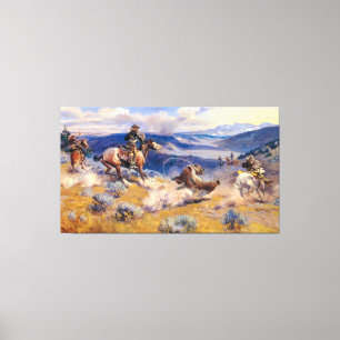 Impressão Em Tela Charles M. Russell's Loops e Swift Horses (1916)