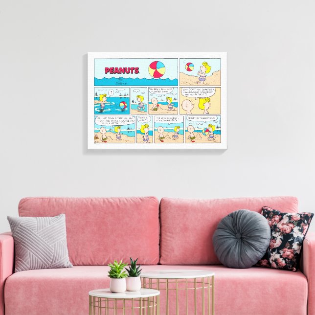 Impressão Em Tela Charlie Brown & Sally Na Praia (Insitu(Sala de estar))