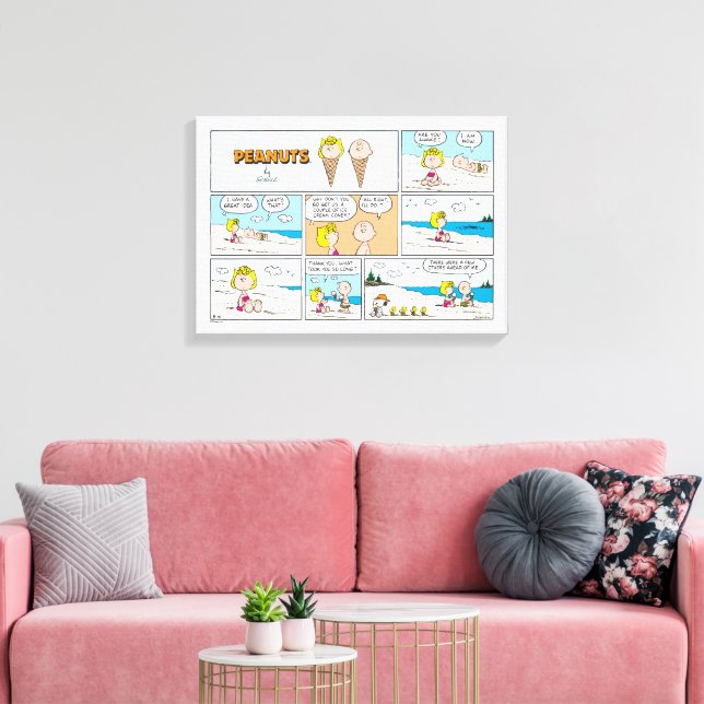 Impressão Em Tela Charlie Brown & Sally Sorvete Na Praia (Insitu(Sala de estar))