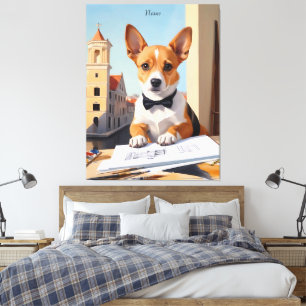 Impressão Em Tela Charmoso Corgi Architect Dog Lover