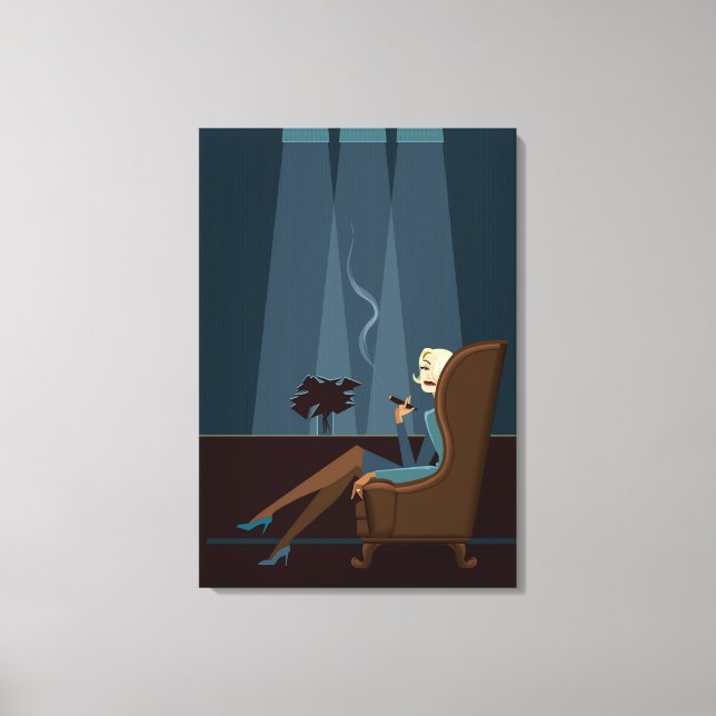 Impressão Em Tela Charuto fumante de empresária (Frente)