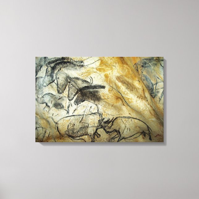 Impressão Em Tela Chauvet Lascaux Cavernas de Pintura Cavalos e Anim (Frente)