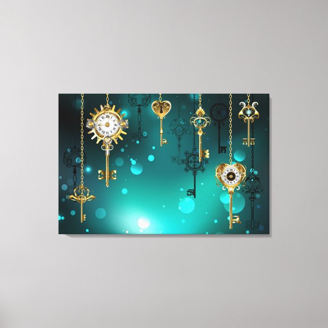 Impressão Em Tela Chaves de Esqueleto Anticas em Fundo Verde (Frente)