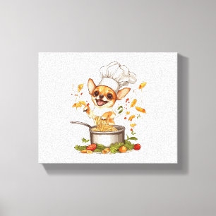 Impressão Em Tela Chef Chihuahua - Mestre de Cachorro Culinário