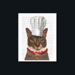 Impressão Em Tela Chef de Gato<br><div class="desc">Chef de Gato de FabFunky. Possui um gato vestindo um chapéu de chef. Seu pescoço é enfeitado com peixe. | 191382D</div>