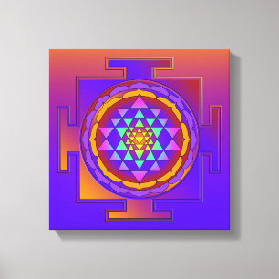 Impressão Em Tela CHEIO SRI YANTRA colorido + suas ideias