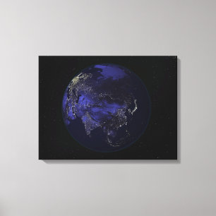 Impressão Em Tela Cheio Terra à noite mostrando luzes da cidade