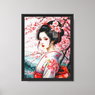 Impressão Em Tela Cherry Blossom Beauty em Kimono tradicional