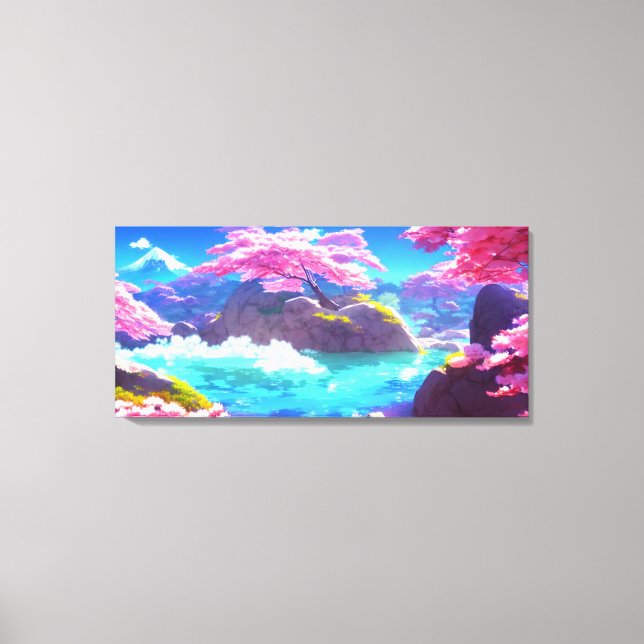 Impressão Em Tela Cherry Blossom Mountain (Frente)