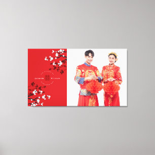 Impressão Em Tela Cherry Blossoms e dupla felicidade Foto de casamen