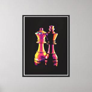 Impressão Em Tela "Chess King&Queen Dice Art - Strategic Wall Décor"