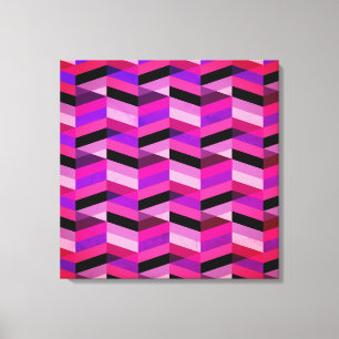 Impressão Em Tela Chevron/Herringbone Abstrato Roxos e Violeta
