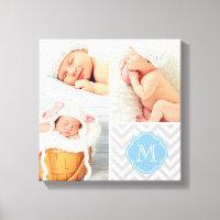 Chevron Monograma Baby Photo Collage Art