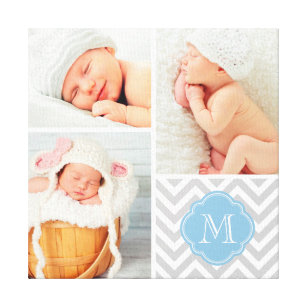 Impressão Em Tela Chevron Monograma Baby Photo Collage Art