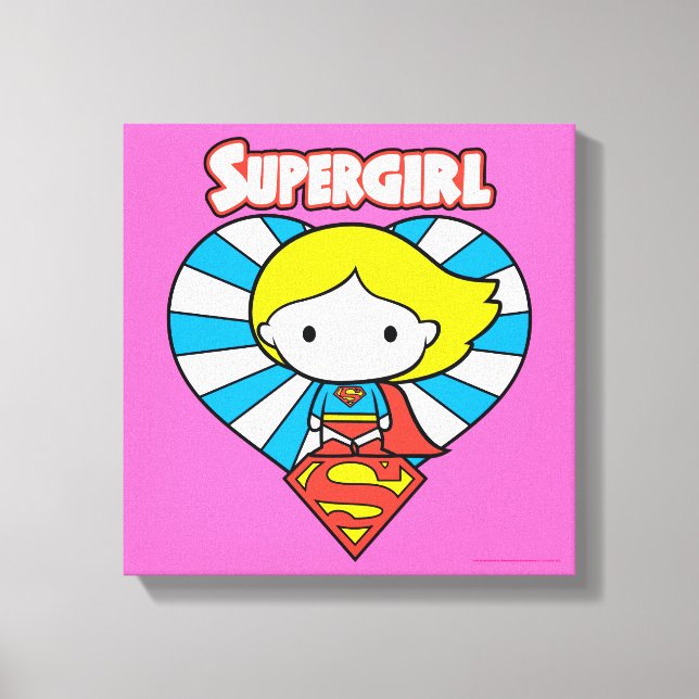 Impressão Em Tela Chibi Supergirl Starburst Heart and Logo (Frente)