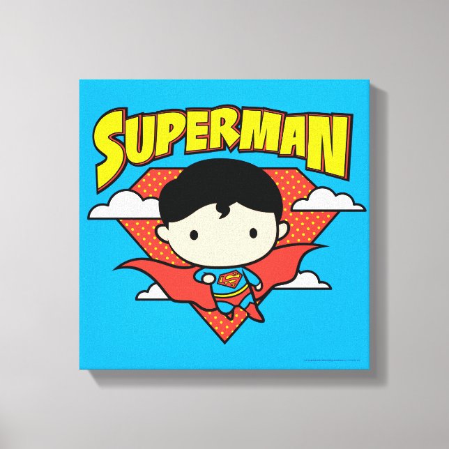 Impressão Em Tela Chibi Superman Bolinhas Shield e Nome (Frente)