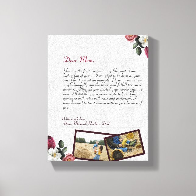 Impressão Em Tela chic Personalizado Carta de Amor presente manuscri (Frente)