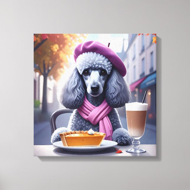 Impressão Em Tela Chic Poodle (Pie Pumpkin & Pumpkin Spice Latte) (Frente)