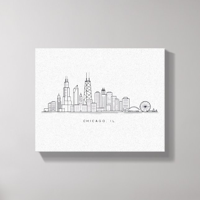 Impressão Em Tela Chicago IL Cityscape Illustration (Frente)
