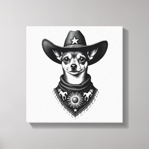 Impressão Em Tela Chihuahua Antigo Estilo de Gravura Cowboy Ocidenta